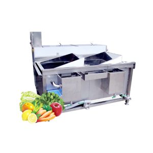 Automatic restaurant vegetable washer with double trough washing machine