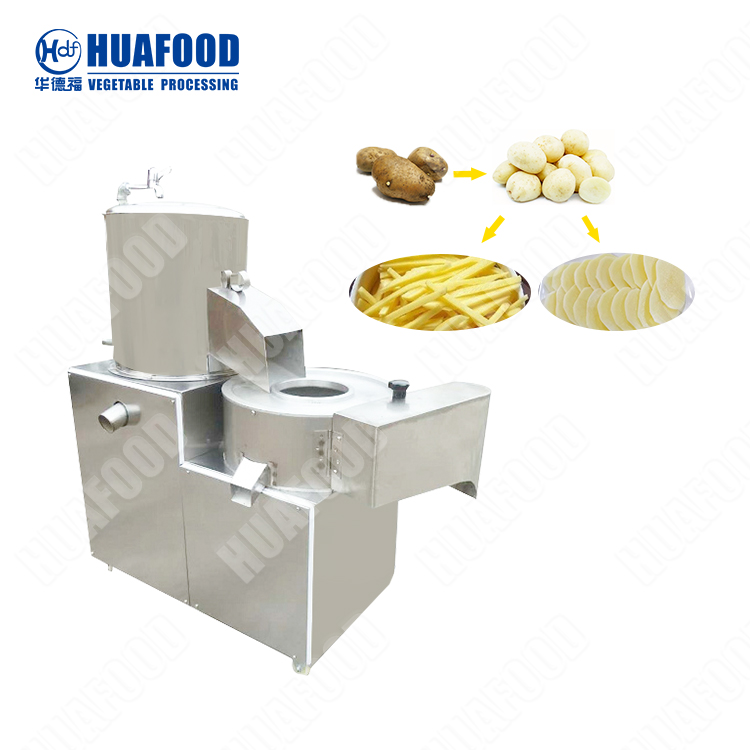 Auto potato washing peeling cutting machine