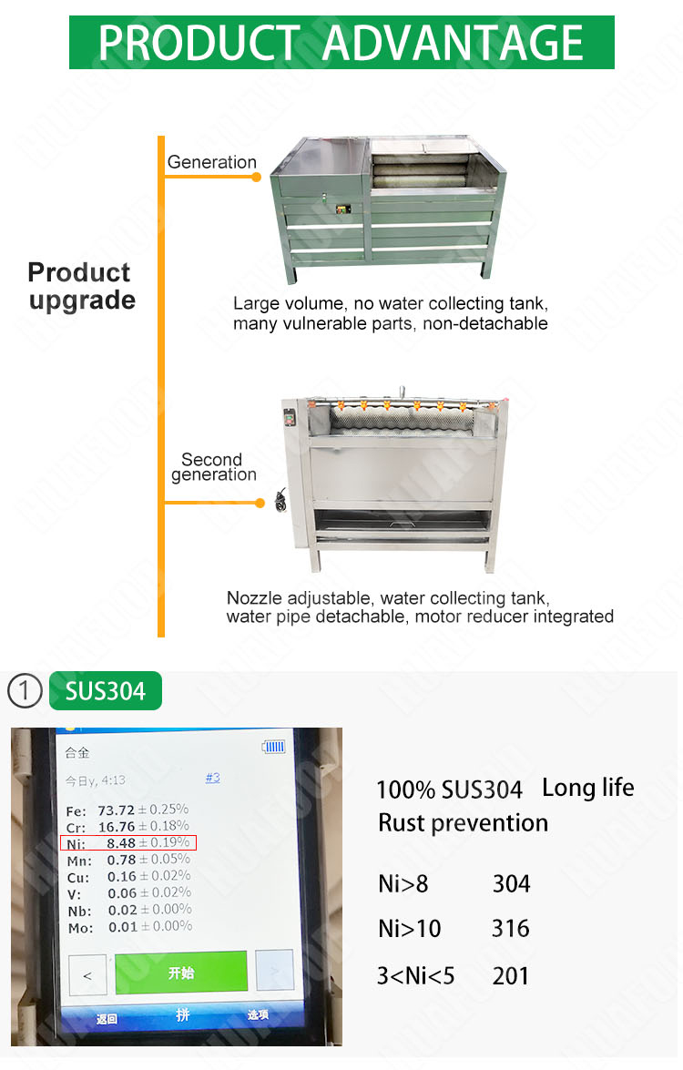 Easy Operation Ginger Fruit Roller Washer Brush Washing Potato Peeling Machine - Potato Peeling Machine - 1