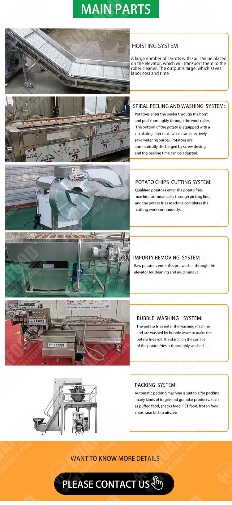 Potato washing peeling machine / processing line - Fruit and vegetable washing production line - 2